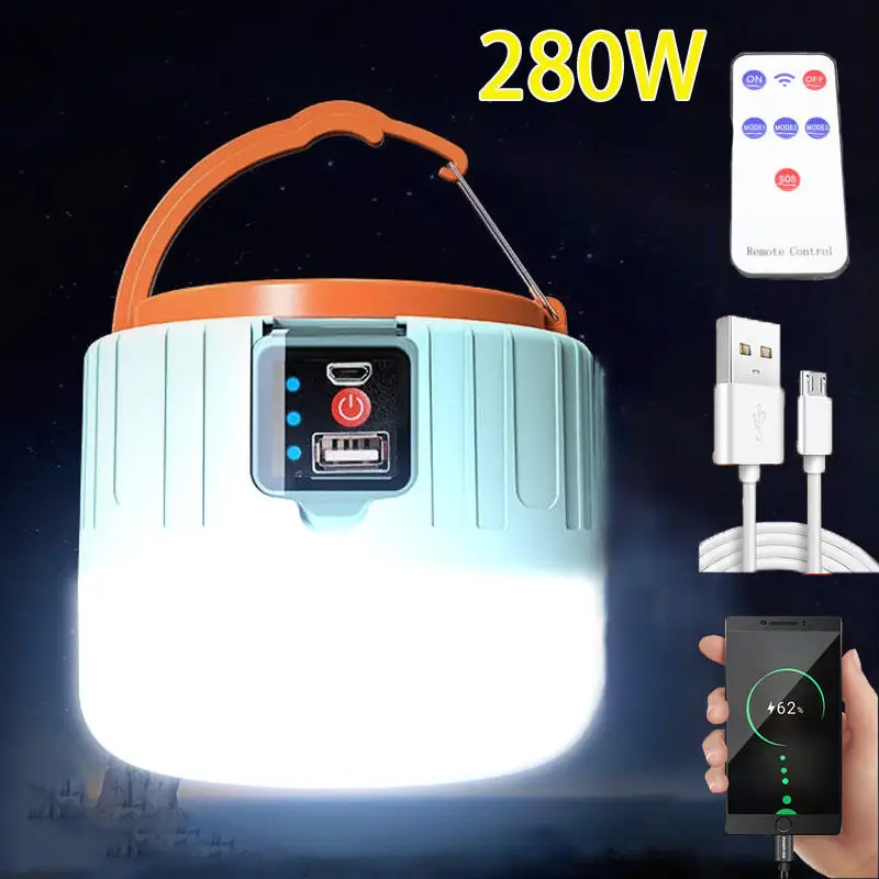YIZHI Solar Bulb 5 Modes Portable Ip65 Camping Lamp Flashlight Bombillas Emergency Light Solar Lantern with Remote Control