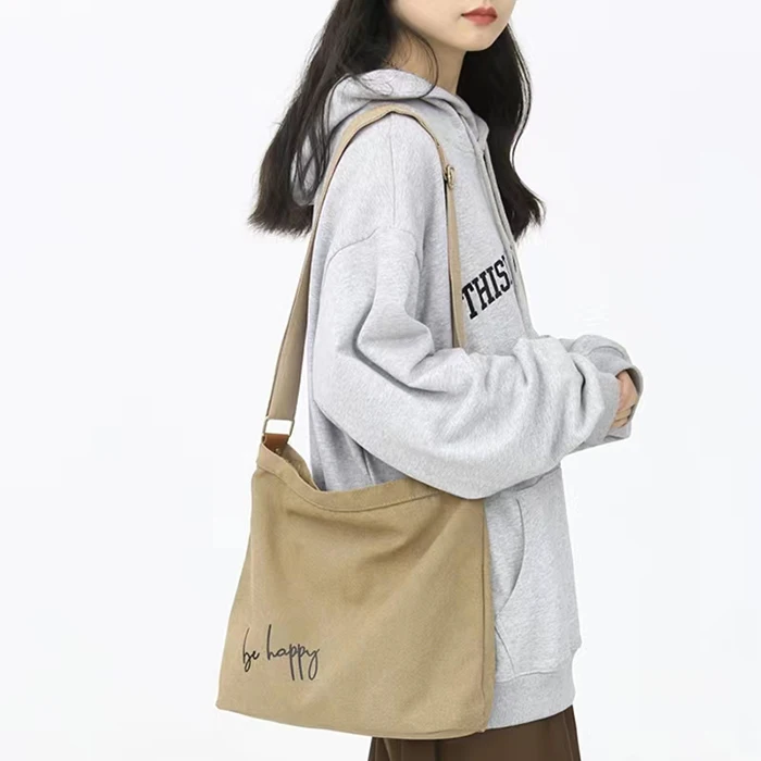Shoulder custom printed logo canvas messenger bags man postman sling for women crossbody bag woman