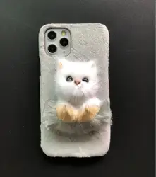 Жесткий Пластиковый черный поликарбонатный мультяшный 3D чехол для телефона с изображением кота животного iPhone 7 8 XS Max 11 12