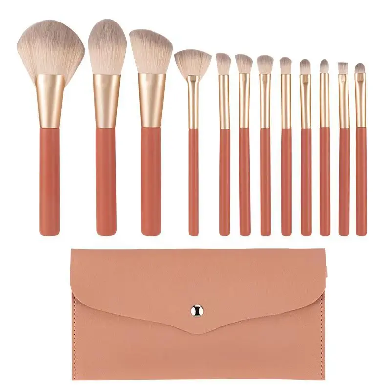 12 Pcs High Quality Vegan Synthetic Make Up Brushes Luxury Professional Private Label Makeup Brush Set With Bag Sample Dedicated