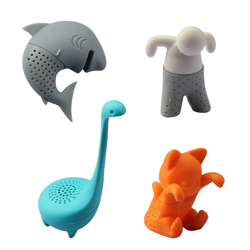 Cute Marine Animal Shape Tea Strainer 4 Pcs Pack Food Grade Silicone Filters Tea Infusers for Loose Leaf Tea