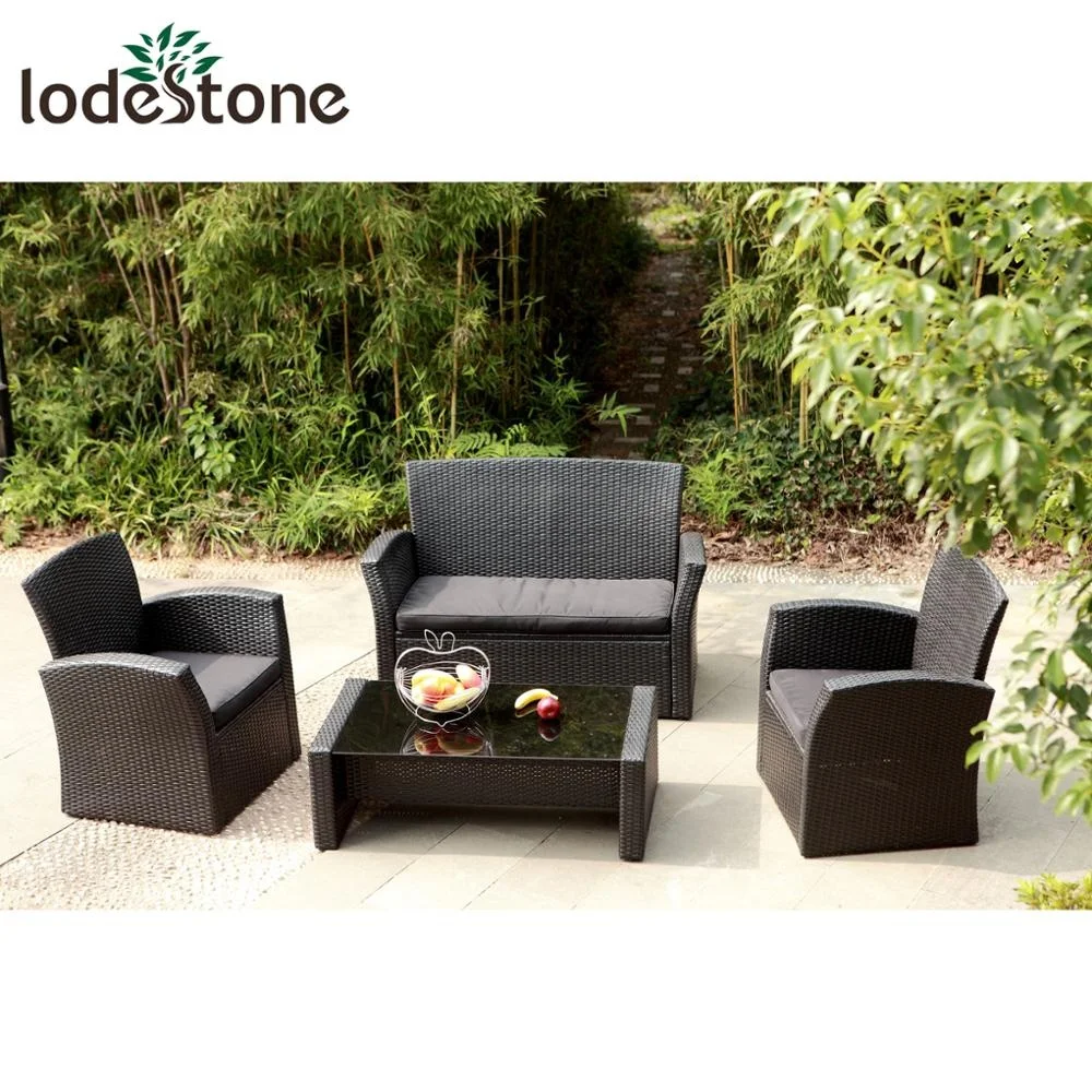 4pcs Fashionable KD Garden Rattan Couch Sofa Set Outdoor Furniture Garden