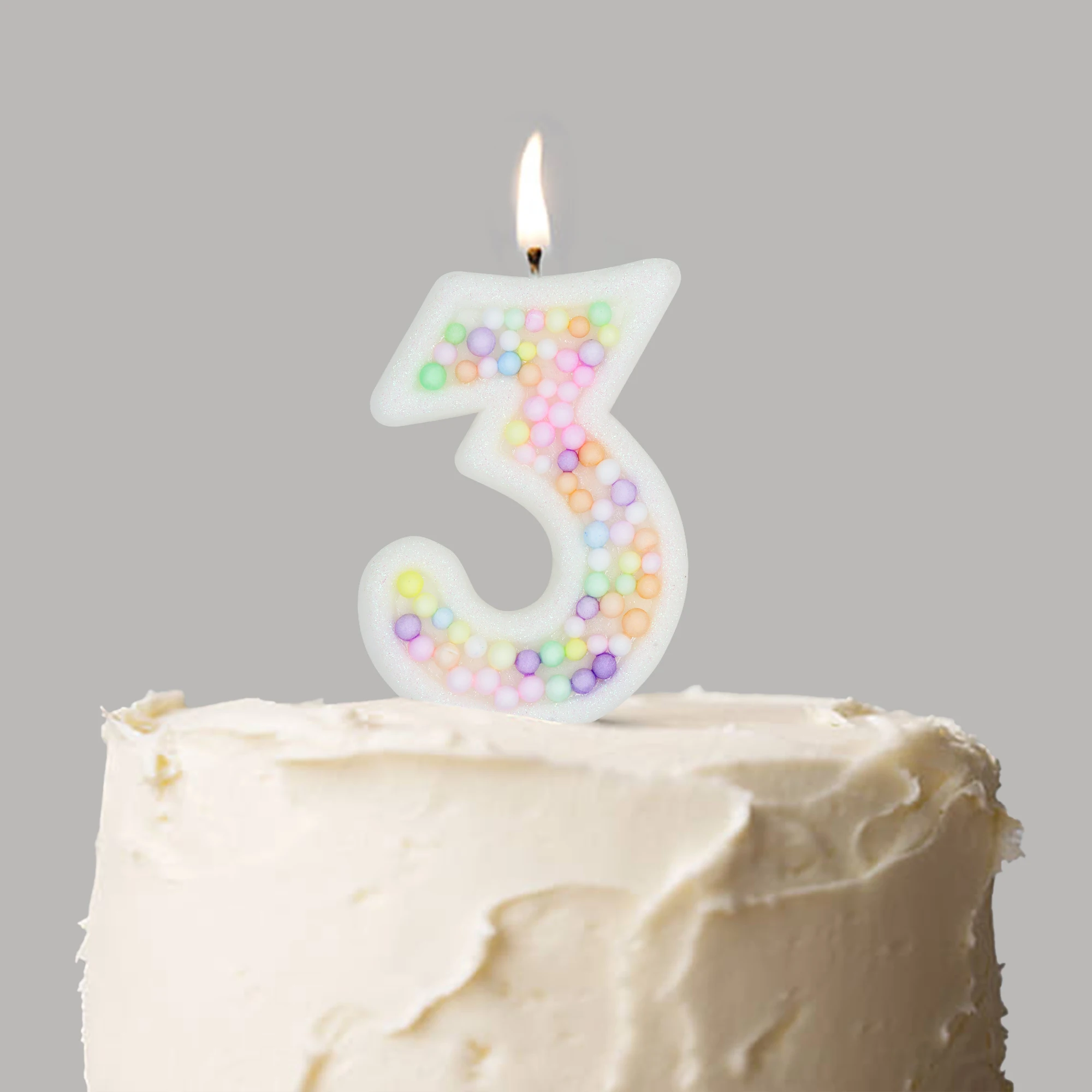 KLS Novelty Birthday Number Artificial Cute Pearl Candle Cupcake Colorful Acrylic Beads Luxury Flameless Birthday Number Candles