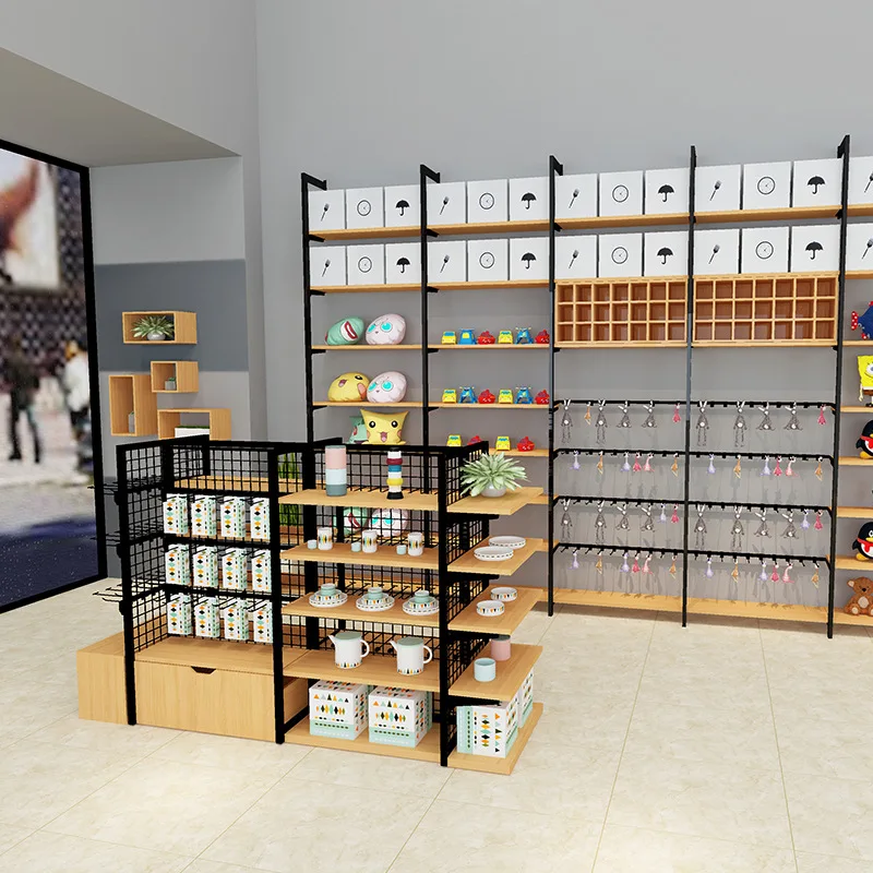 Meicheng Retail Grocery Store Display Shelves and Hooks Commercial Boutique Shop Gondola Display Rack