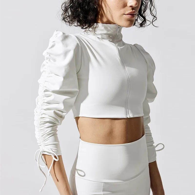 Aoyema  New Wholesale Athletic Women Workout Sportswear Gym Clothing Fitness Long Sleeve Crop Top Scrunch Butt Leggings Yoga Set