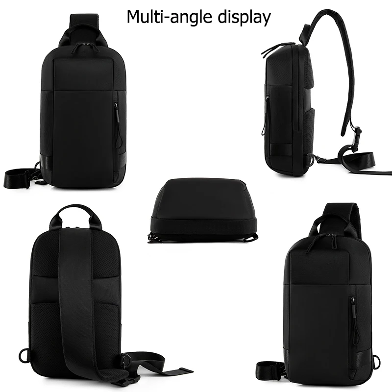 casual daypack multipurpose earphone hole shoulder custom printed crossbody chest bags for men custom with usb charger