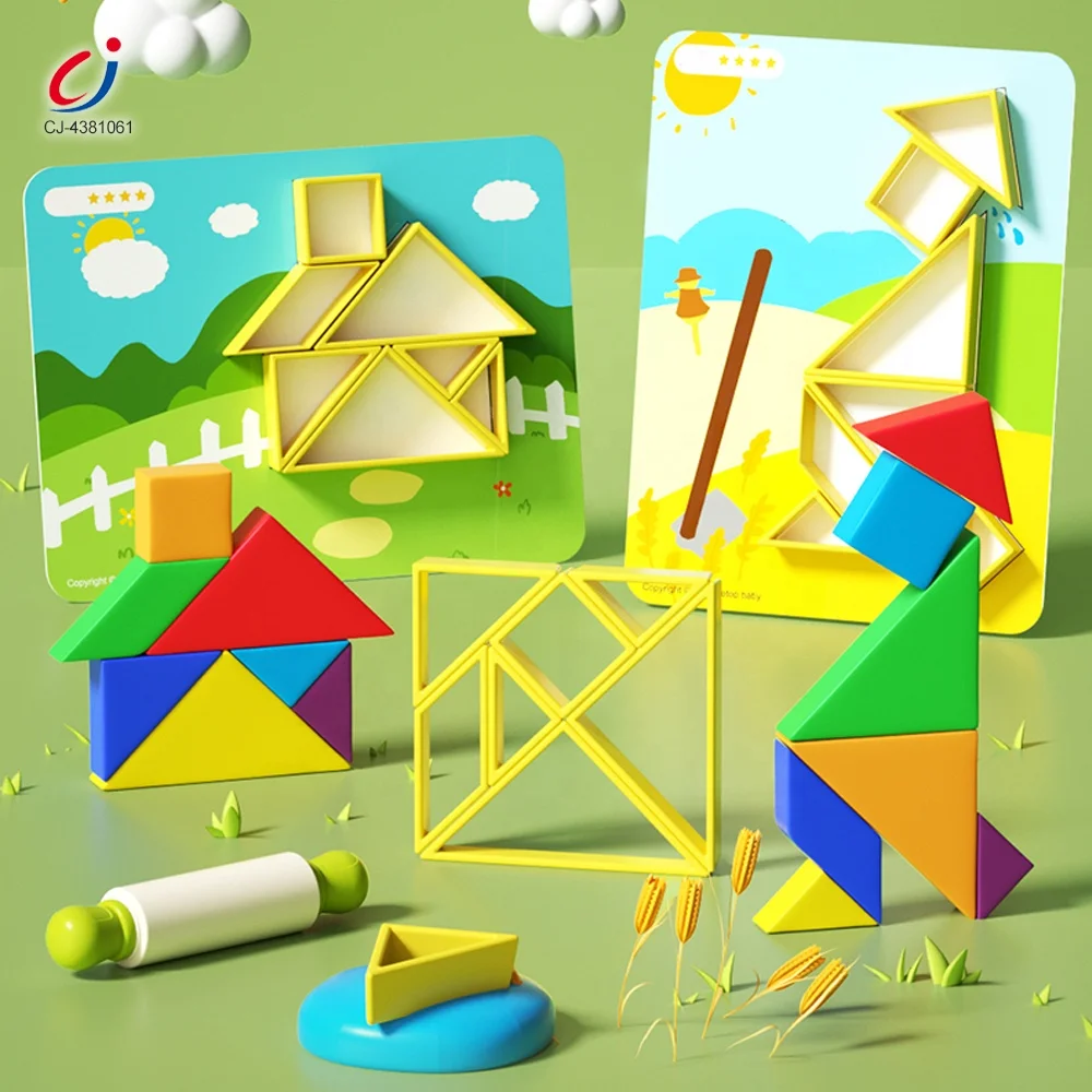 Chengji diy colored clay toy set educational play dough kit question cards tangram animal digital mold clay set for kids