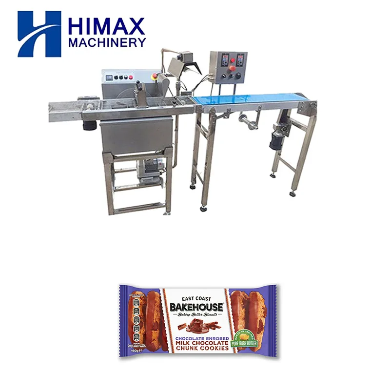 CE small auto chocolate tempering coating enrobing machine for cake candy bar fruit biscuits