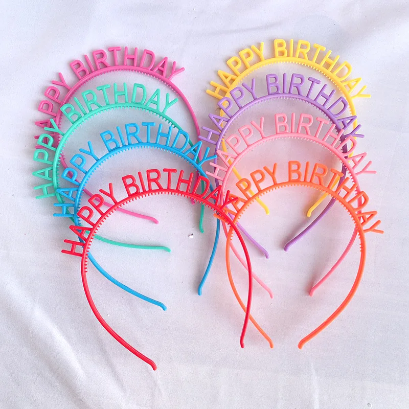 Birthday hat Candy color Happy Birthday English headband girls photo headband dress up birthday party headwear
