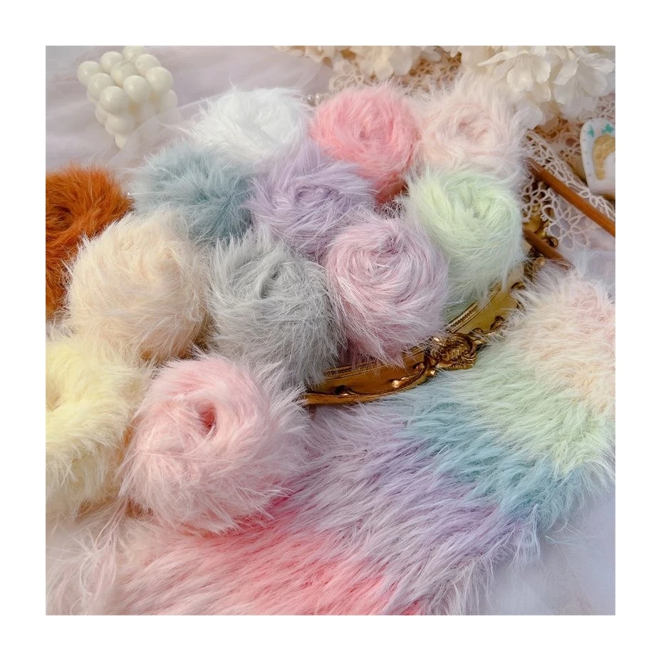 wholesale fancy Crochet yarn for knitting hat and scarf wool 6cm furry 100% nylon feather yarn mink hair yarn
