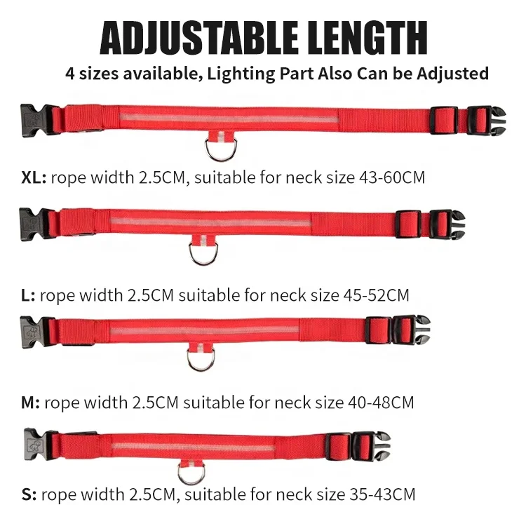 Nylon LED Pet Dog Collar Night Safety Flashing Glow In The Dark Dog Leash Dogs Luminous Fluorescent Collars Pet Supplies QR code