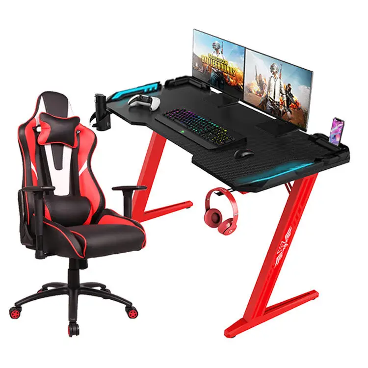 Factory direct sale Z-shaped computer gaming desk table with different sizes
