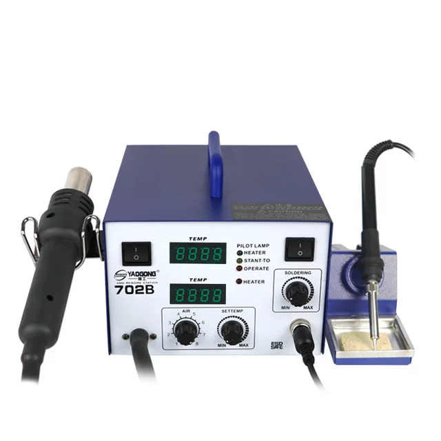 YAOGONG 702B Dual Digital Display SMD Rework Station 2 in 1 Soldering Welding Station With Hot Air Gun And Solder Iron