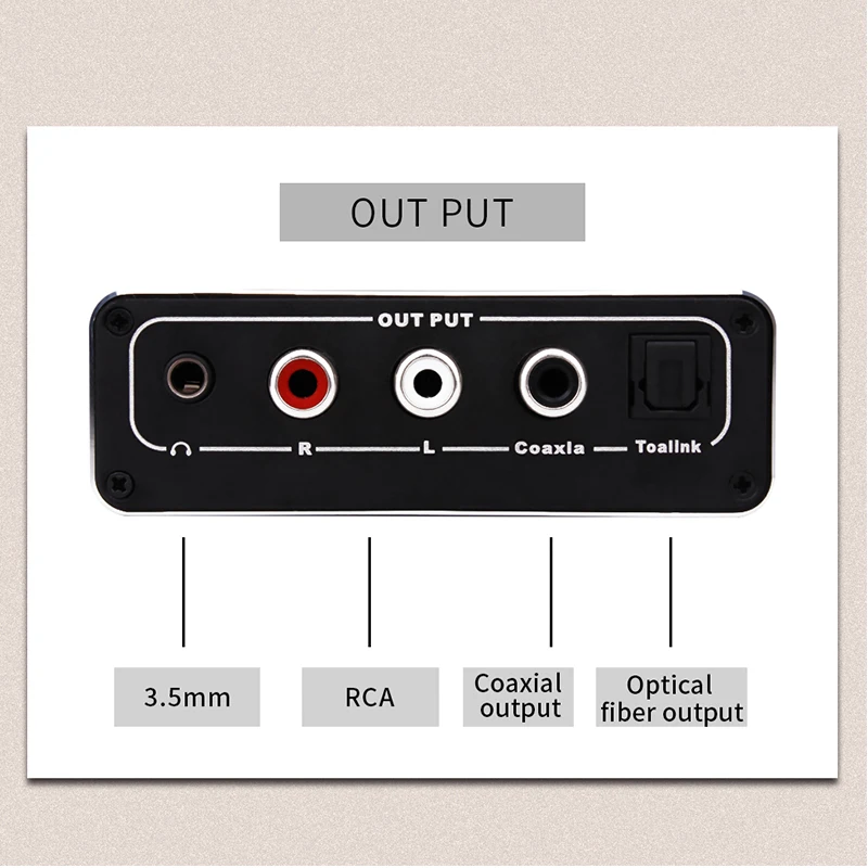 Digital 5.0 Audio Decoder Audio Converter black Mini Digital to  Receiver Extractor  Analog Sound Audio Adapter Amplifier