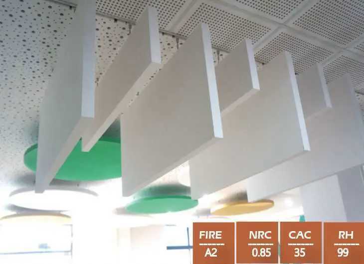 200x2400x40mm line ceiling acoustic suspended baffles glass wool acoustical panels rectangular ceilings