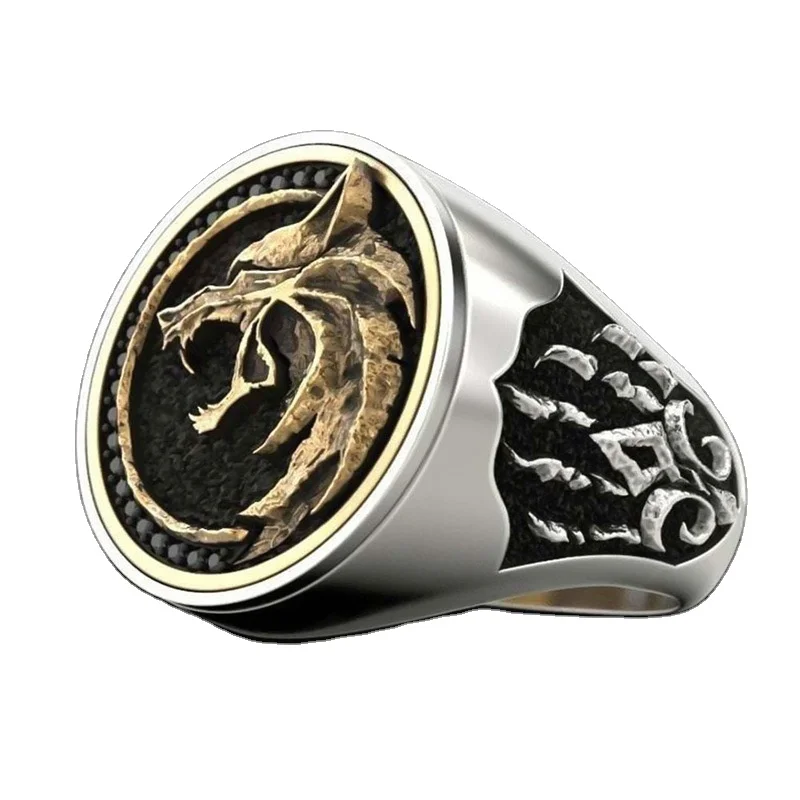 
New Style Witch hunter Wolf claw skull Vintage Hip HopPunk Viking Men Rings Jewelry 
