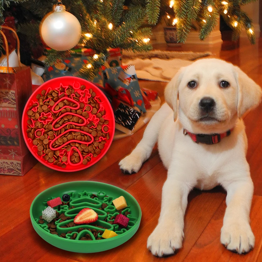 Wholesale Anti Splash Cute Water Bowl Christmas Pet Feeder Dog Bowl Silicone Pet Bowl
