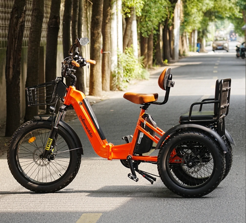 Cheap 3 Wheel Fat Tire Electric Cargo and Passenger Delivery Bike Motorized Adult Electric Powered Tricycle