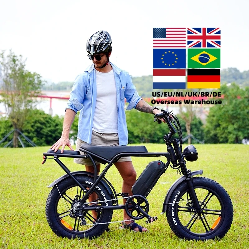 Powerful 1000W Fat Beach Cruiser Electric Bike Steel Frame Fatbike OUXI V8 with Disc Brake 50KM Range for Adults Dirt Riding