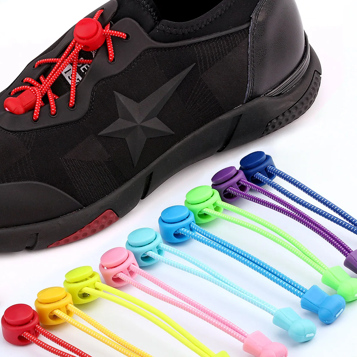 Colorful Convenient No-Tie Shoelace Elastic Easy Lock Shoe laces Lazy Shoe laces 100cm  cheap shoelaces