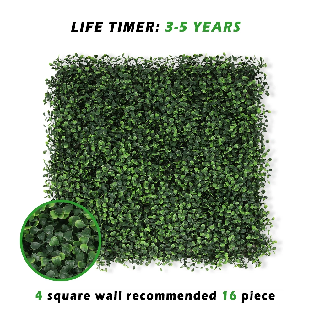 P4 Anti-uv Plastic Leaf Plant Faux Boxwood Mat Green Foliage Panel Artificial Grass Wall for Outdoor