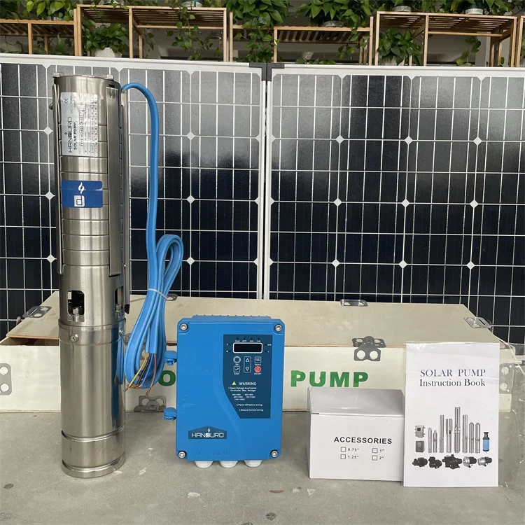 Factory source Handuro 4 Inch Solar Pump With S/S Impeller 110V 1300W 19m3/h 35M Powered Water Pump
