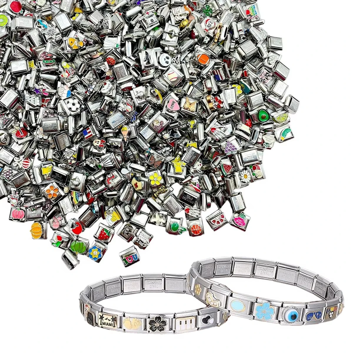 RAKOL BP285 Hot Selling Wholesale 9mm Stainless Steel Bracelet Titanium Steel Italian Charms bracelet Links For Man And Women