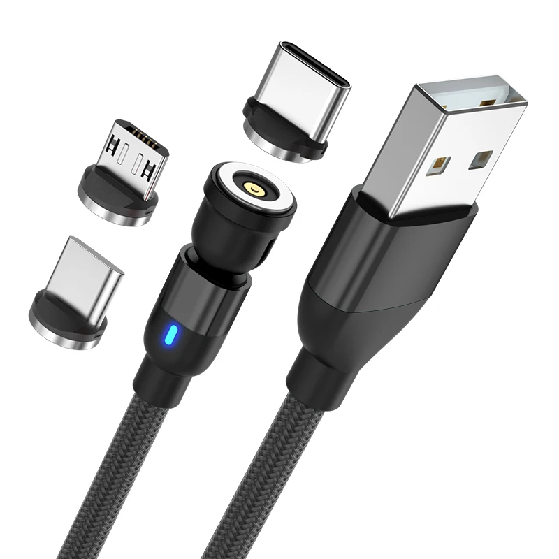 Updated usb magnetic cable fast charging 2.4A L shape & Straight magnetic cable usb c 540 rotation USB cable For Phone