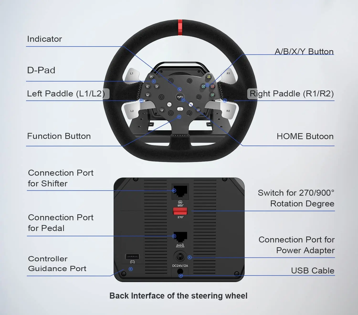 PXN V10 next level playstation steering wheel force feedback driving racing game simulator for ps4, xbox series x, pc