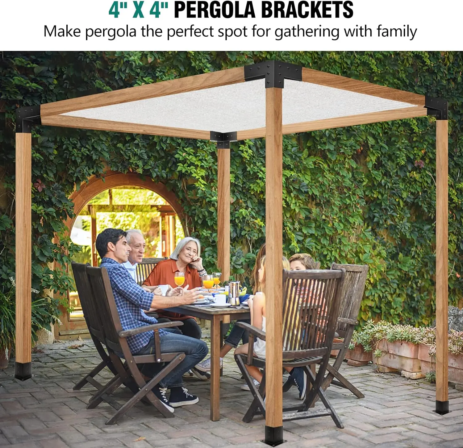 Log Cabin Outdoor Pergola Hardware Pergola Kit Brackets 3-Way Right Angle Corner DIY Post Base Wooden Beams For Gazebos