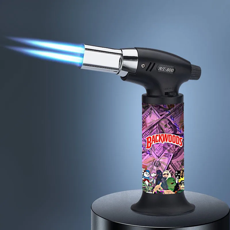 Double Torches Flame Electronic Jet Windproof Torch Refillable Lighter