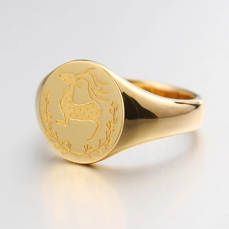 Factory direct sale customized pure soild 9k 10k 14k 18k  gold signet ring for men