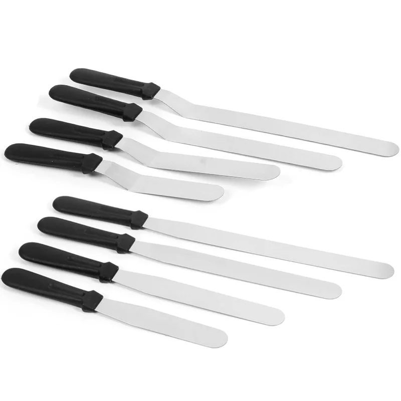High Quality 10 Inch Stainless Steel Curved Cake Spatula With Plastic Handle Butter Spatula Baking Tools