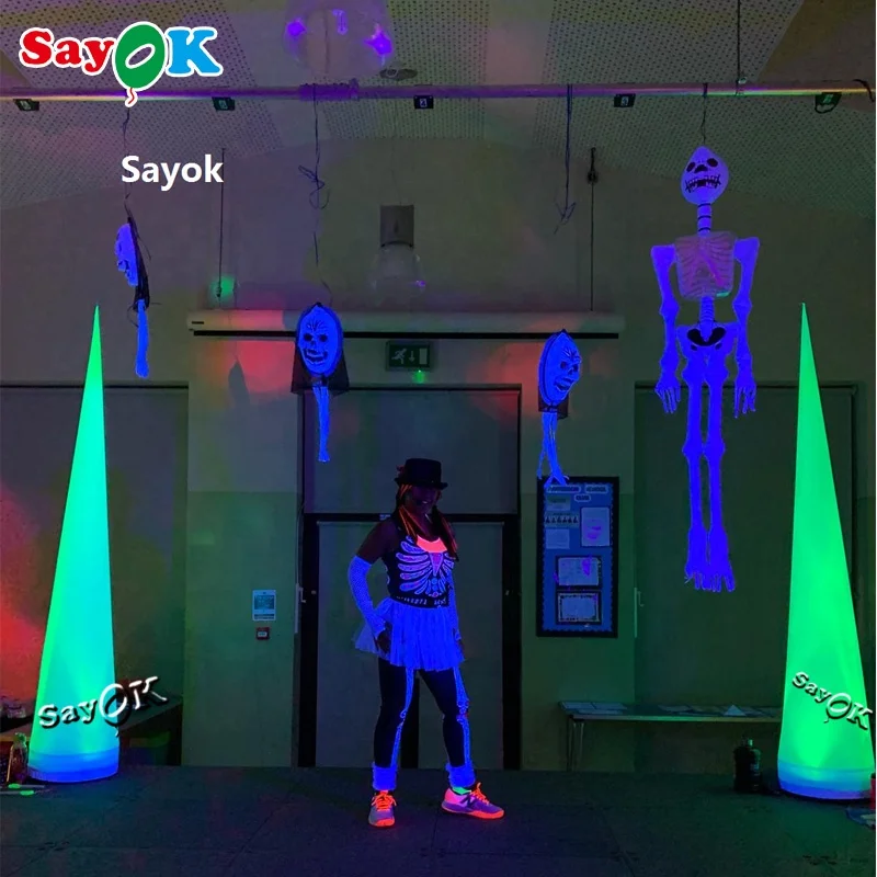 Led Light Large Inflatable Traffic Cone For Decoration Inflatable Cone End