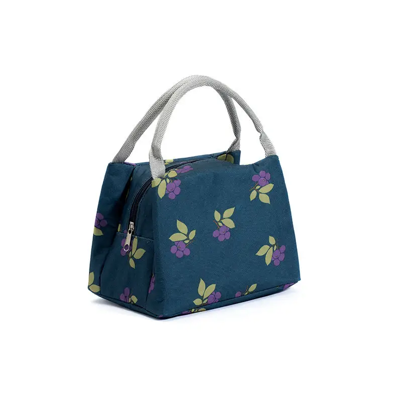 Cute Fruit Printed Oxford Aluminum Film Insulated Food Cooler Bag School Office Insulation Lunch Bag
