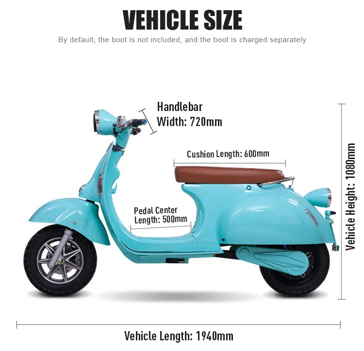 Классический Электрический мотоцикл Eec vespa 2000 Вт с сертификатом