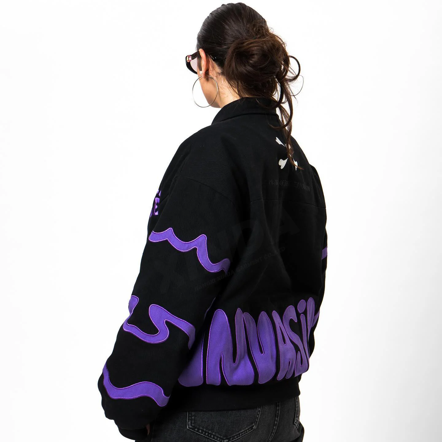 New fashion denim tears flat embroidery printed high street same style washed retro denim jacket for men