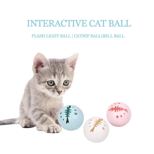 Interactive Cat Toys Bell Balls Flash Light Ball Catnip Ball Toys for Cat Exercise 3Pcs in one box