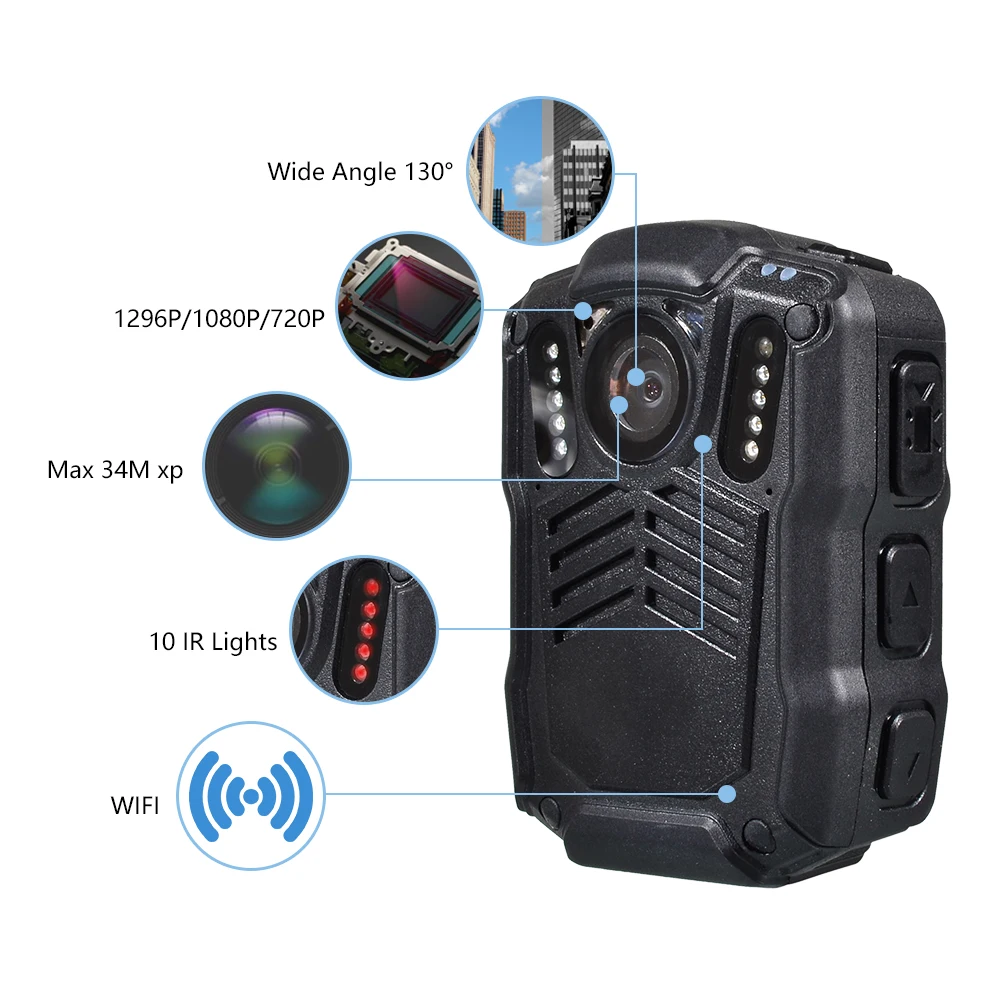 Mini Portable 1080P Police DVR with Wifi GPS IR Lights Weatherproof Wearable Video Camera