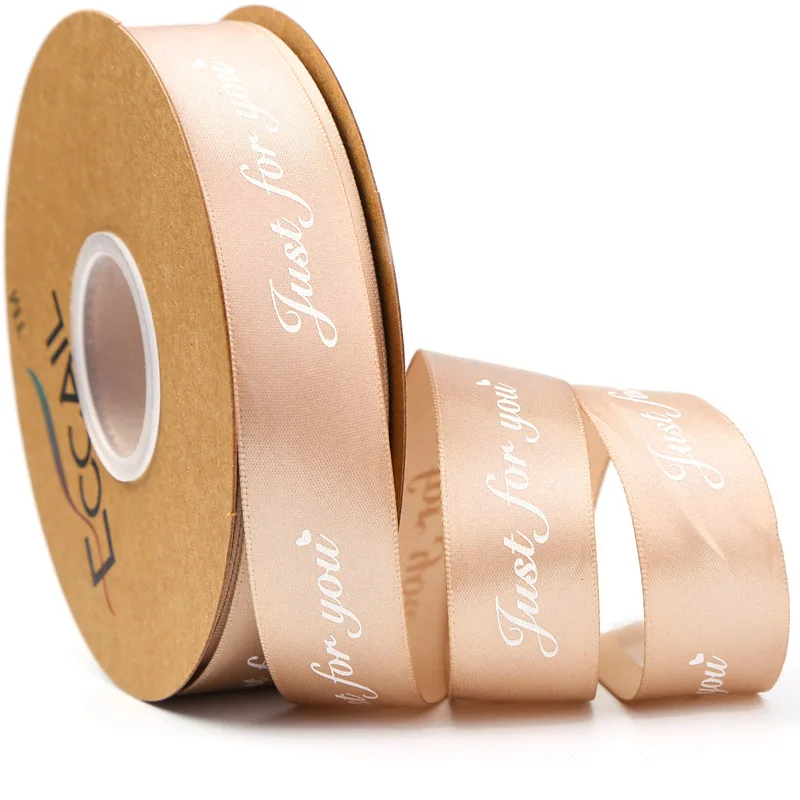 Wholesale 3 100Mm Satin Fabric Branded Ribbon Colourful Printing With Logo Custom Gift Wrapping Recycled Ribbon