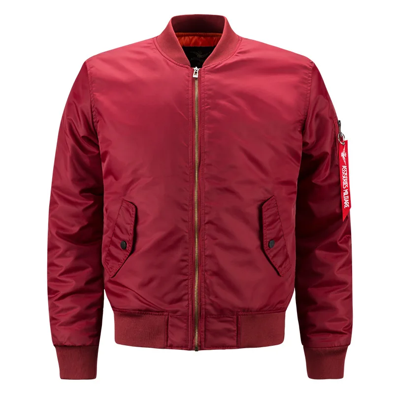 High Quality Wholesale Winter Windbreaker Warm Coat Orange Lining Army Green Quilted Blank Airforce Bomber Jacket