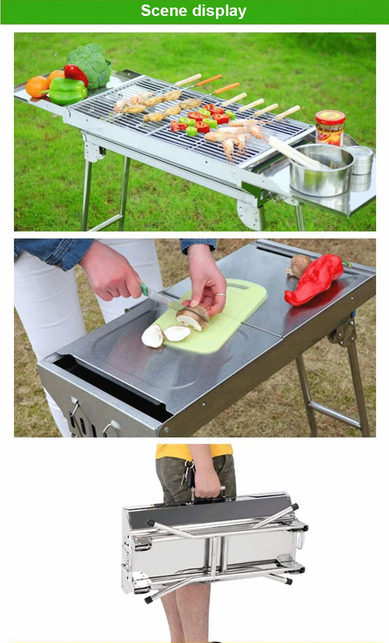 Portable BBQ Grill Foldable Stainless Steel Barbecue Grill for Outdoor