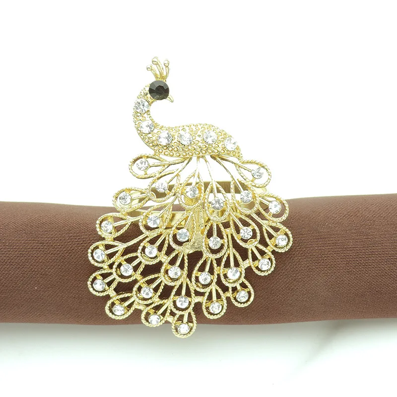 INT Tableware gold plated elegant peacock napkin ring holiday table decoration