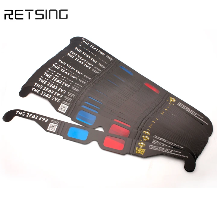 Promotional gifts paper red/blue anaglyph vision 3d glasses with custom logo printing