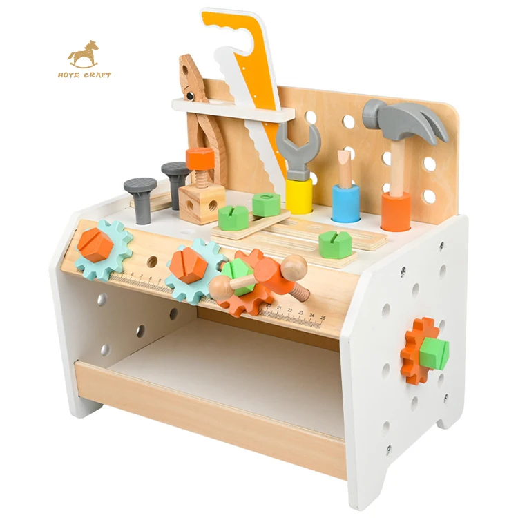 2024 New Product Educational Pretend Playing Wooden Mini Tool Workbench Sets Simulate Table Toys For kids Boys and Girls CE CPC
