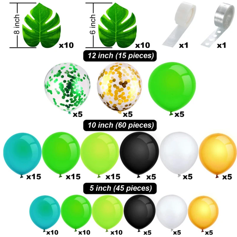 Jungle theme party decoration confetti balloon tropical palm leaf balloon arch garland party