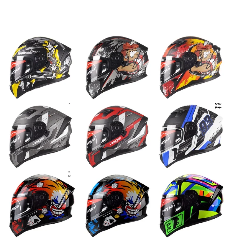 2021 New  fashion ABS cascos para moto Sports Unique Vega DOT Approved Bicycle Double Visor full face helmet motorcycle