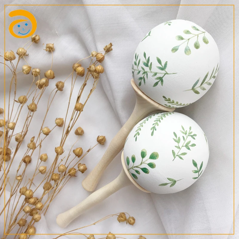 Top Selling Music Instrument Baby Toy Musical Instrument Mini Wooden Maracas Music Toys Kids Baby Wooden Rattle