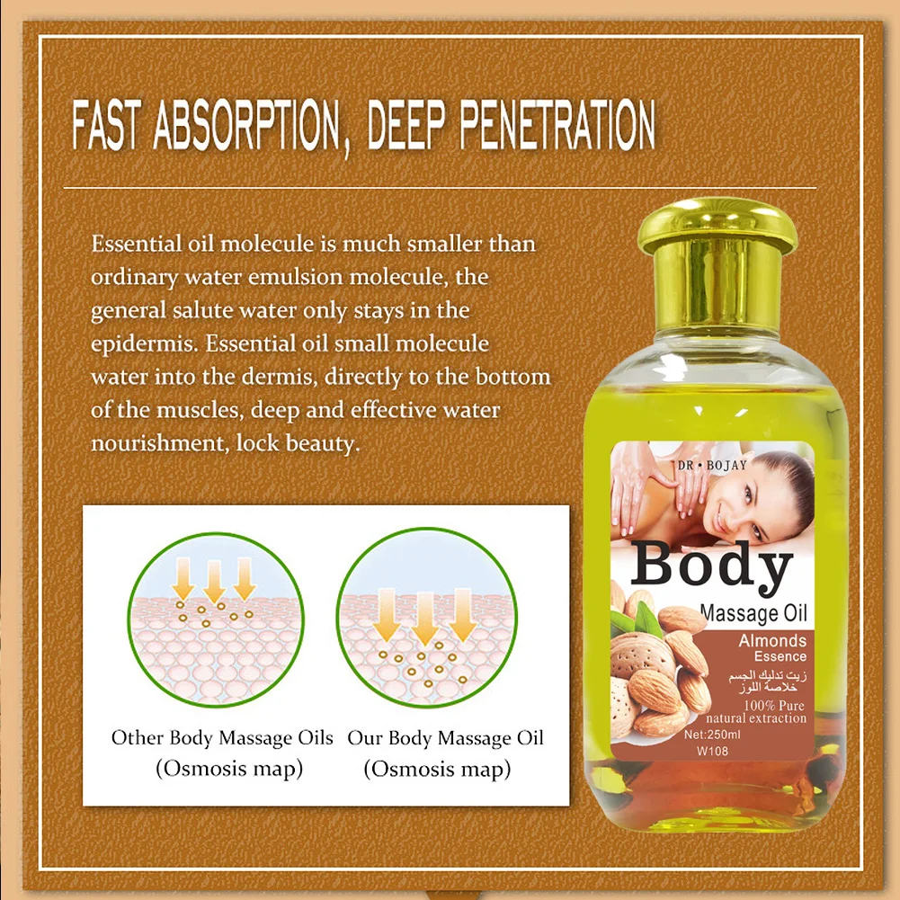 100% Pure Natural Essential Oil Manufacturer Body Care Almonds Massage Body Oil Wholesale