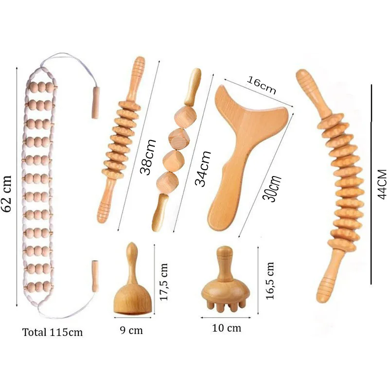 Wholesale Wood Massage Therapy Tools Kit for Body Shaping Wooden Lymphatic Drainage Massager for Cellulite Wooden Gua Sha Tools